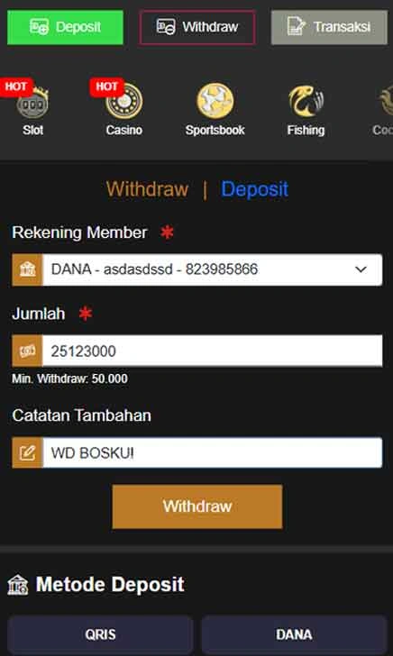 withdraw Antimo Toto